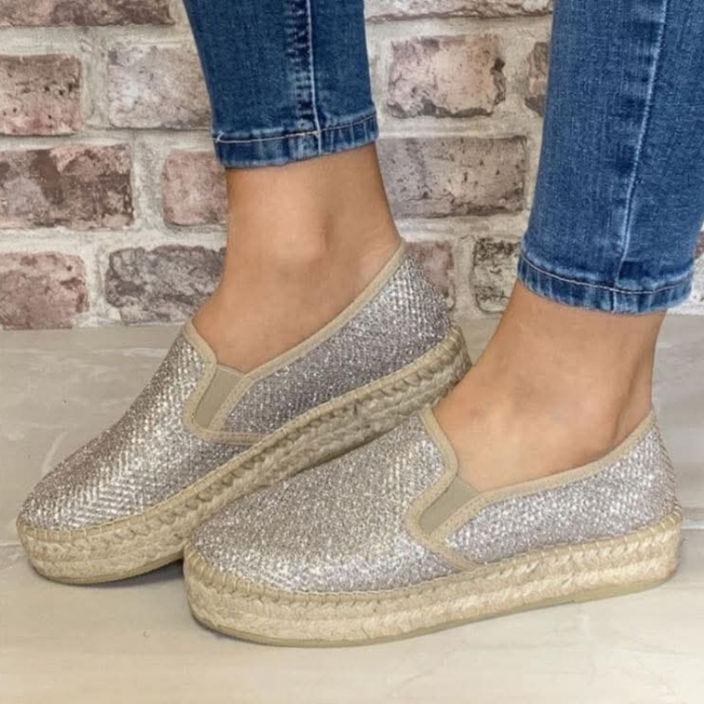Toni Pons Silver Slip-On Espadrilles Size 38